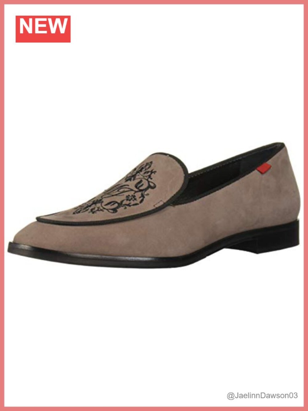 Women's Leather Smoking Loafer with Embroidery Detail